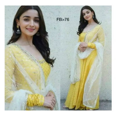 Modern Designer Soft Net Legenga Choli Yellow